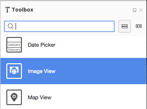 Auswählen einer Bildansicht aus der Toolbox