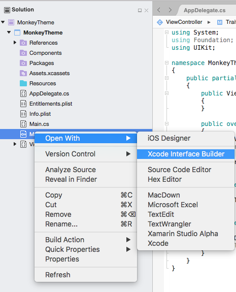 Mit Xcode-Schnittstellen-Generator öffnen
