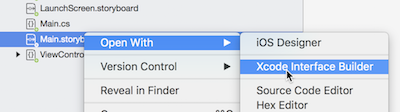 Öffnen eines Storyboards im Xcode-Schnittstellen-Generator