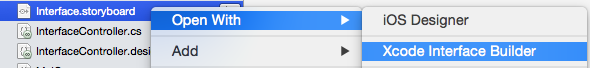 Öffnen des Storyboards im Xcode-Schnittstellen-Generator