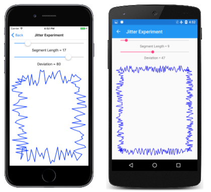 Dreifacher Screenshot der JitterExperiment-Seite