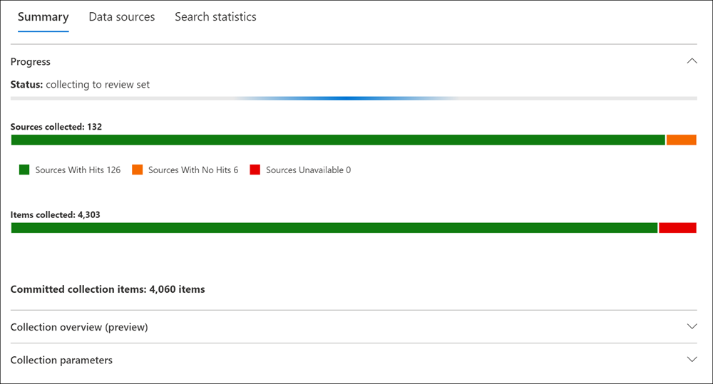 Sammlungscommitstatus und -status.