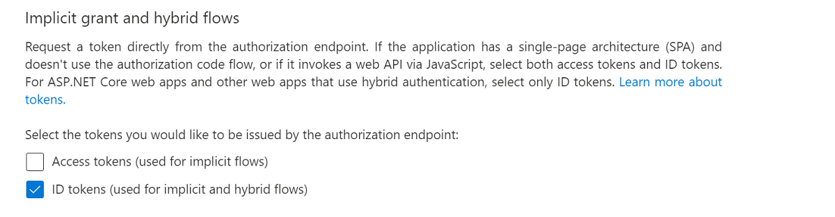 Screenshot: Hybridflows für ID-Token