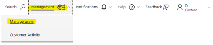 Ort, an dem sich die Services Hub-Seite „Benutzer verwalten“ befindet.