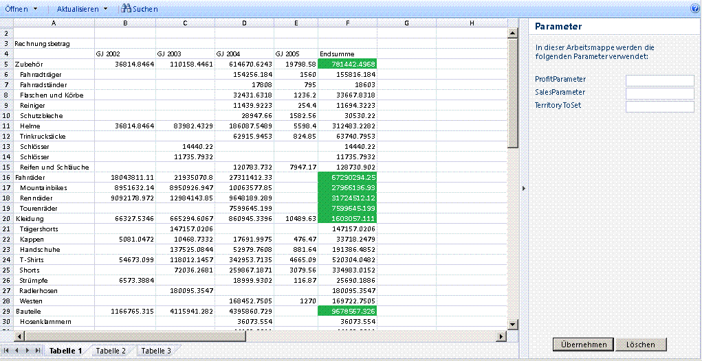 Verwenden des Parameterbereichs