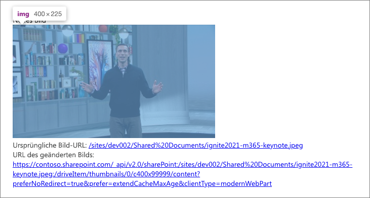 Screenshot des Bilds mit geänderter Größe.