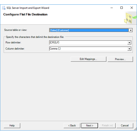 Konfigurieren einer Flatfileseite des Import/Export-Assistenten