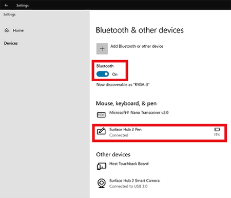 Verbinden des Surface Hub-Stifts über Bluetooth