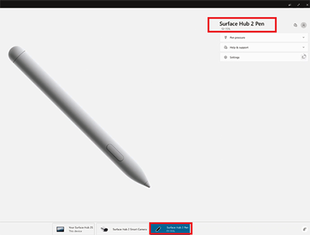 Überprüfen des Akkustands auf dem Surface Hub Pen