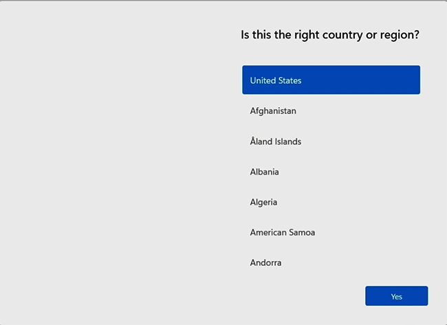 Screenshot: Wählen Sie Ihre Region aus.