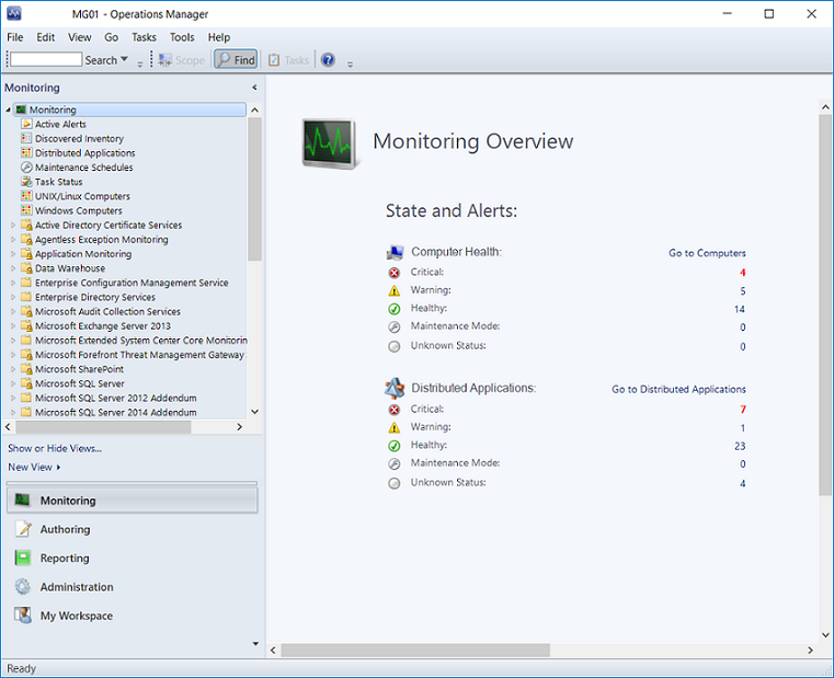 Screenshot der Operations Console.