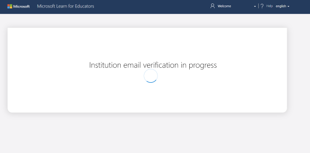 Die Verifizierung der institutionellen E-Mail ist in Bearbeitung