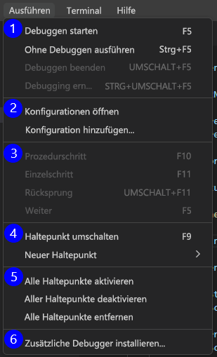 Screenshot des Menüs 