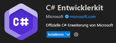 Screenshot der Visual Studio Code C#Dev Kit-Erweiterung, die von Microsoft veröffentlicht wird.
