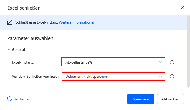 Screenshot des Dialogfelds 