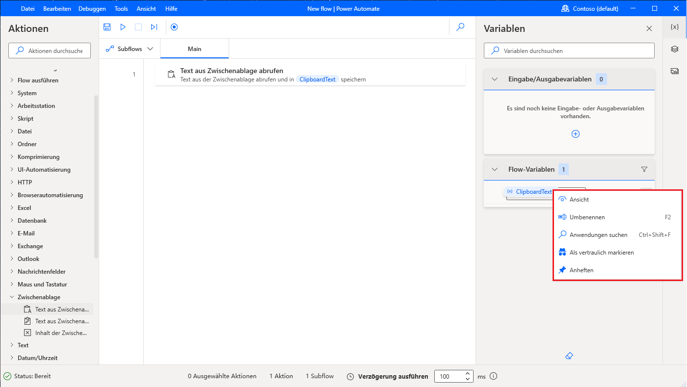 Screenshot der verwendeten Optionen der Variablen „Umbenennen“ und „Suchen“