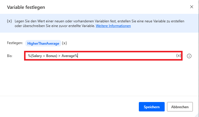 Screenshot eines Ausdrucks mit arithmetischen und logischen Operatoren