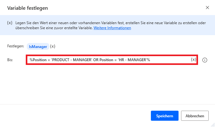 Screenshot eines Ausdrucks mit logischem Operator