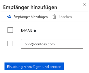 Fügen Sie das Empfängersteuerelement im Azure-Portal hinzu, um E-Mail-Benachrichtigungen zu senden.