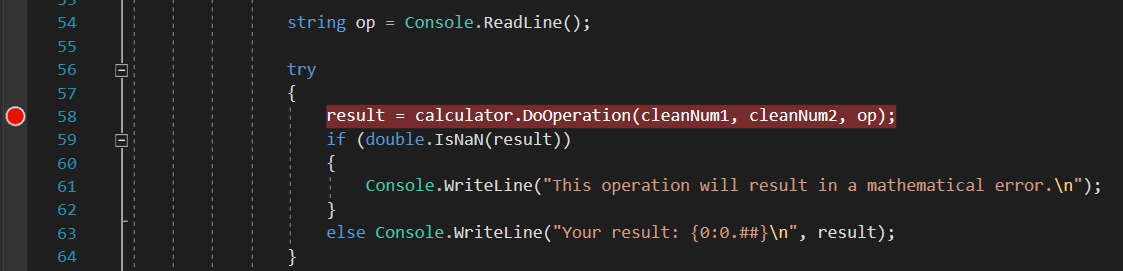 Screenshot: Festlegen eines Haltepunkts