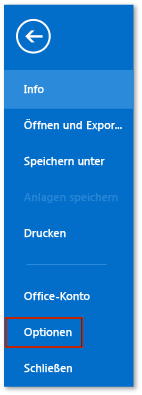 The Options button in Outlook 2013 Preview