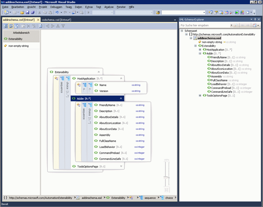 XML Schema Designer Content Model View