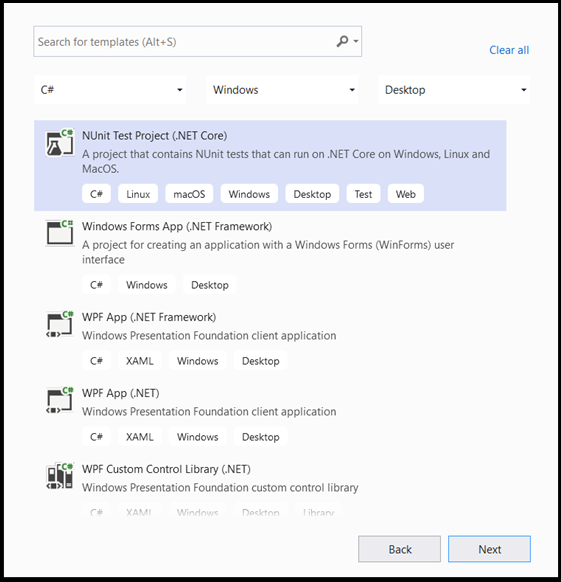 Neue NUnit Test Project-App erstellen