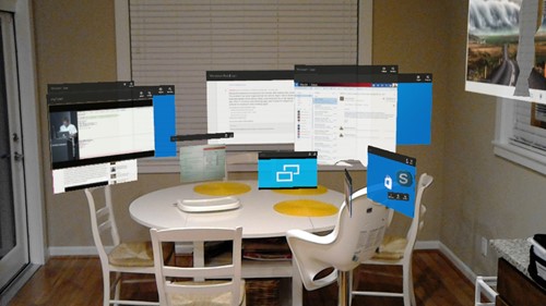 2D-Apps im Windows Mixed Reality Zuhause in einem Frühstücksbereich angeordnet