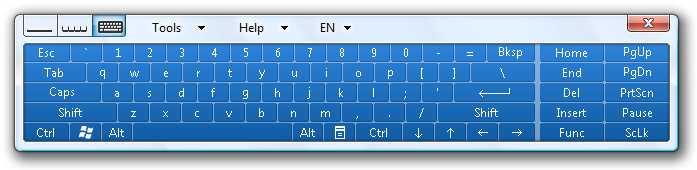 Screenshot der Bildschirmtastatur 