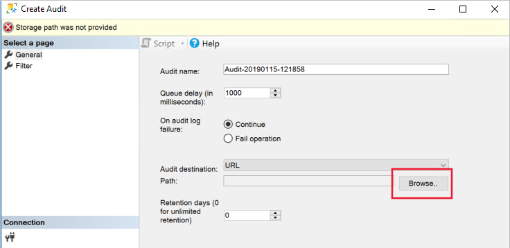 Screenshot der Durchsuchung von Azure Storage.