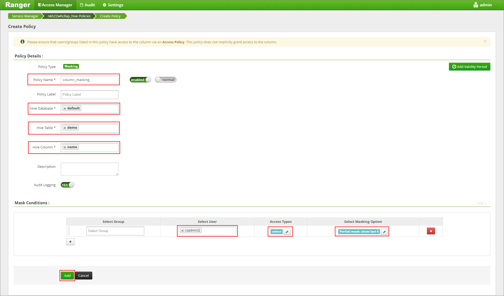 Screenshot: Richtlinie erstellen