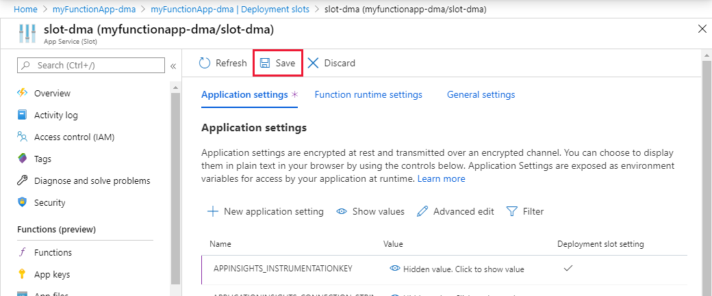 Screenshot zeigt, wie die Einstellung für den Bereitstellungsplatz gespeichert wird.