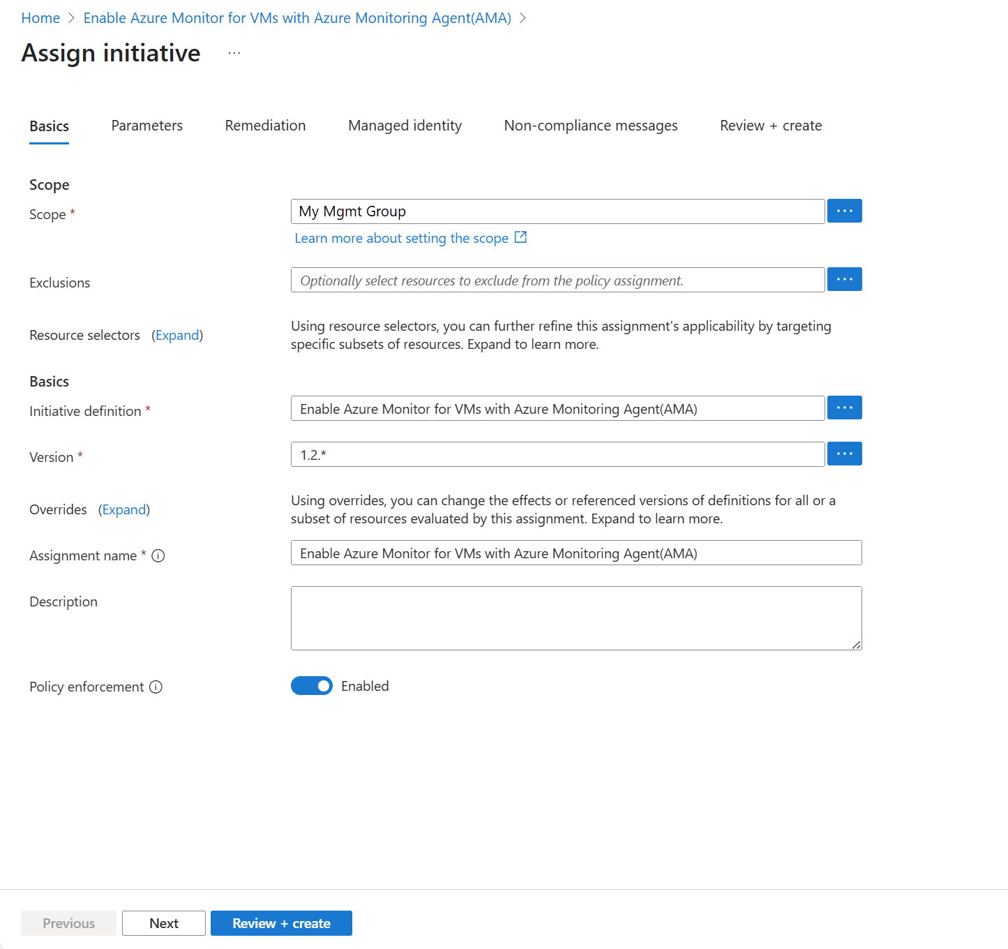 Screenshot der Zuweisung einer Initiative.