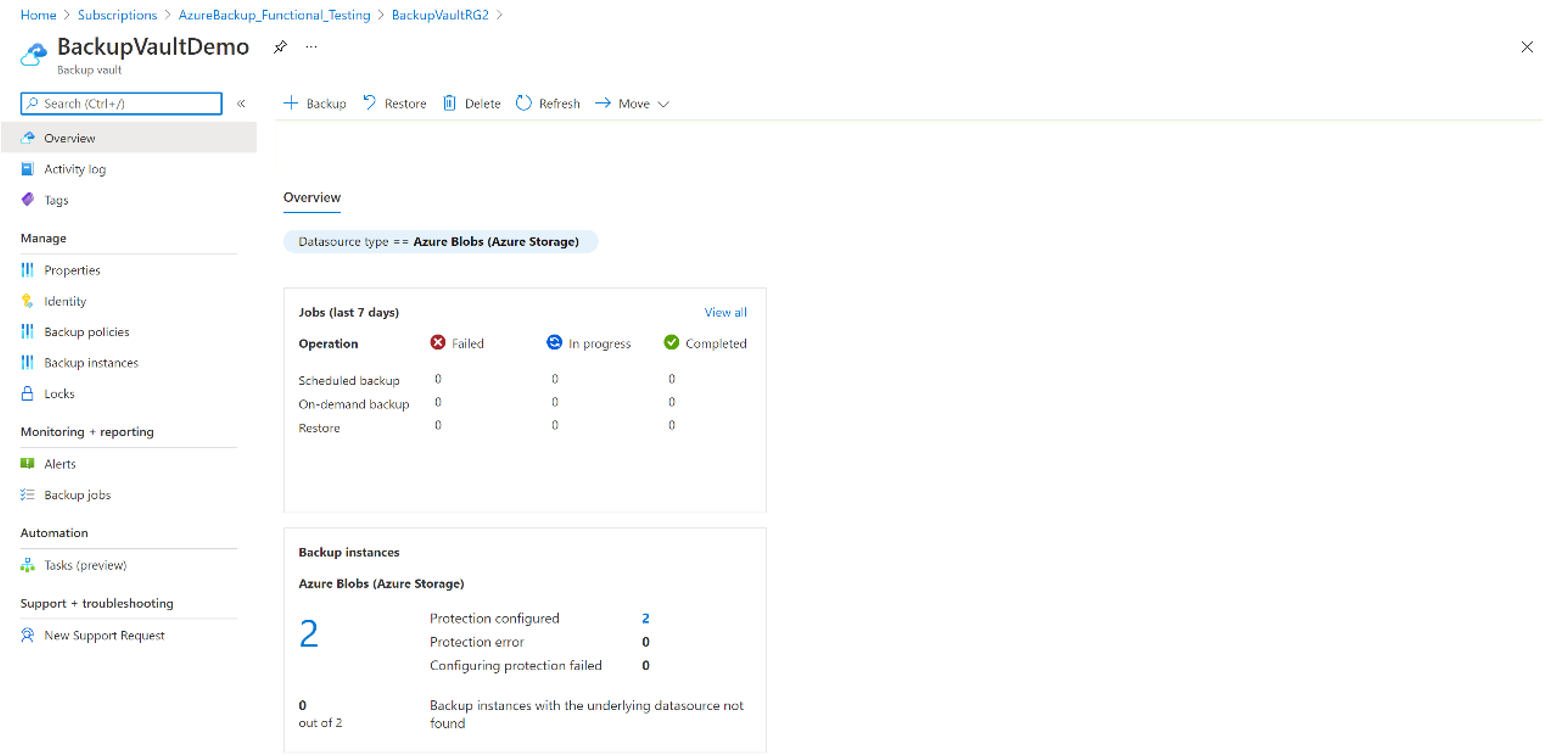 Screenshot: Dashboard des Tresors, der in ein anderes Azure-Abonnement verschoben werden soll