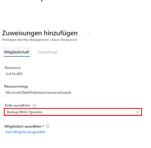 Screenshot: Hinzufügen einer Mitgliedschaft für Zuweisungen.