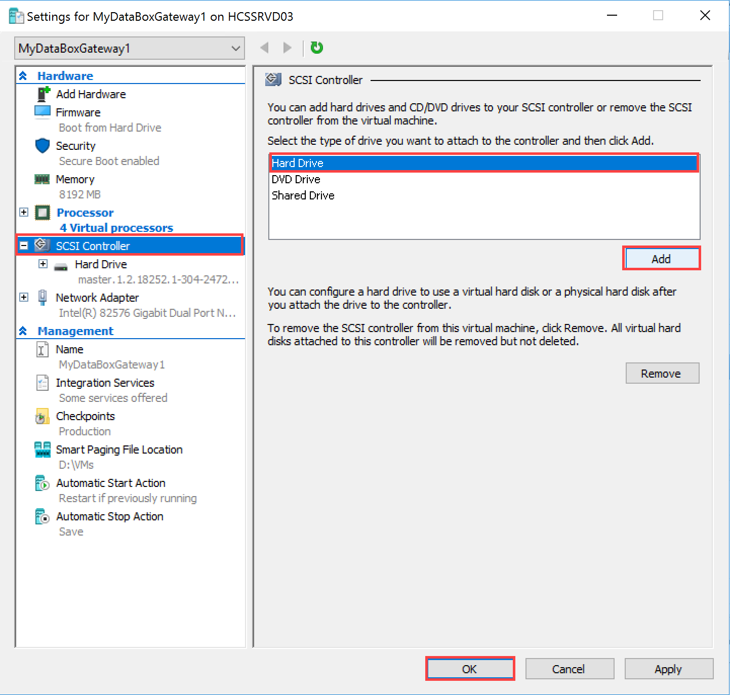 Festplatte auf der Einstellungsseite hinzufügen