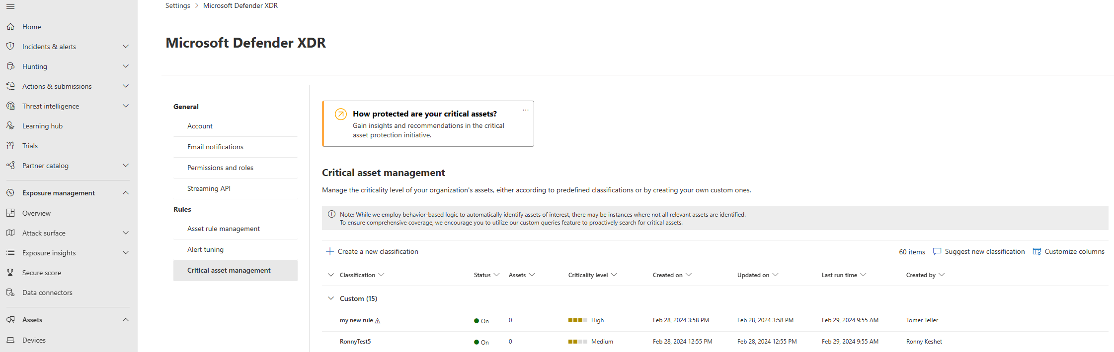Screenshot der Seite „Verwaltung kritischer Ressourcen“.