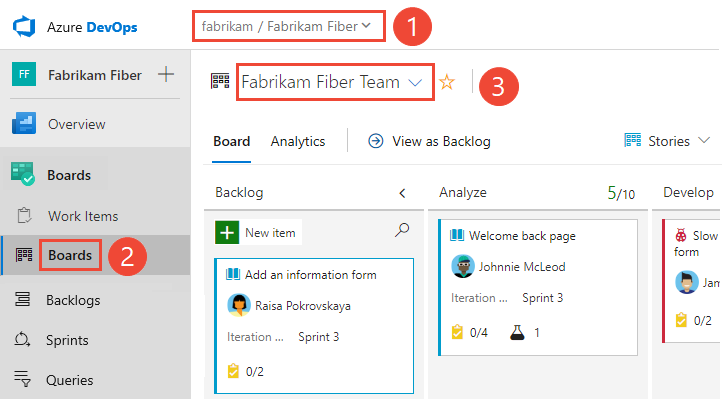 Screenshot: Öffnen eines Kanban-Boards.