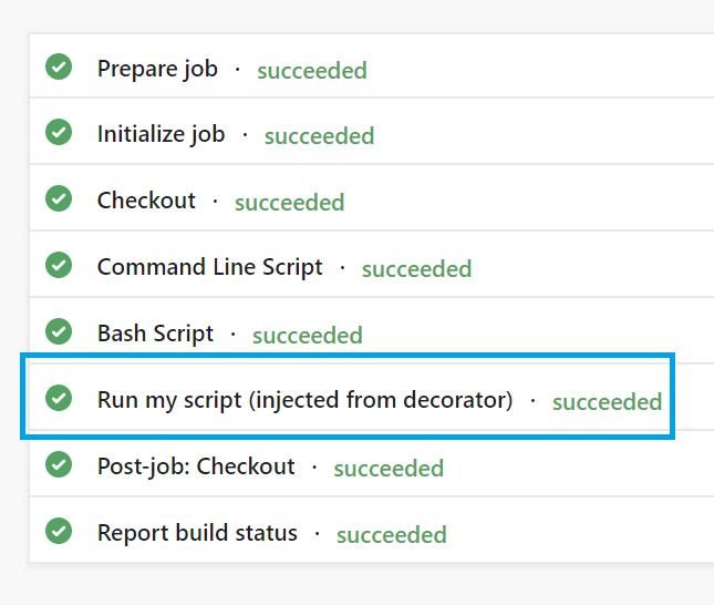 Pipeline decorator running a simple script