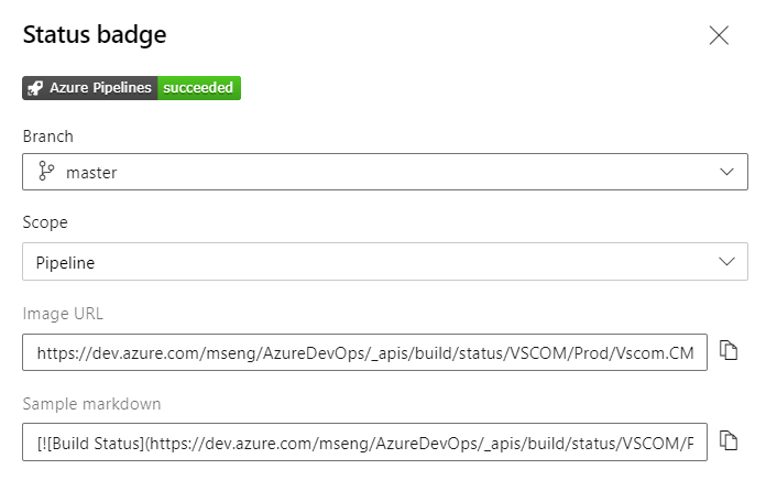 Screenshot: Statusbadge der YAML-Pipeline.