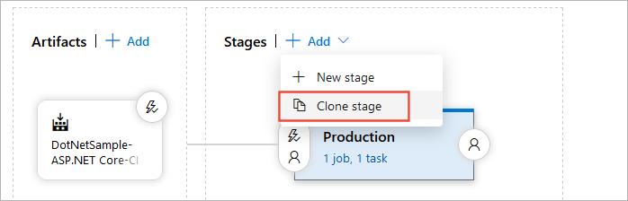 Auswählen von „Stage klonen“