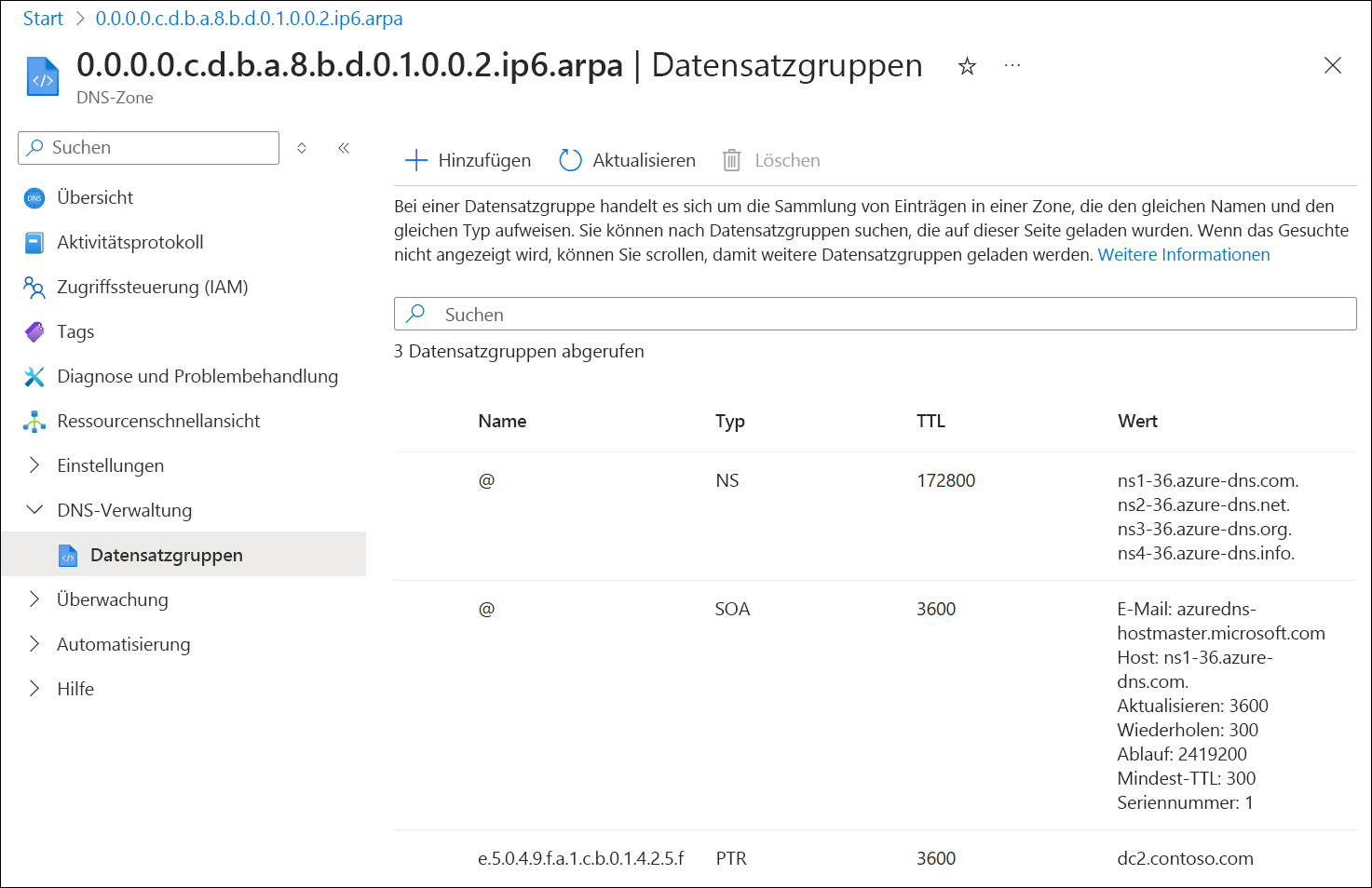 Screenshot des IPv6-Zeigereintrags auf der Übersichtsseite