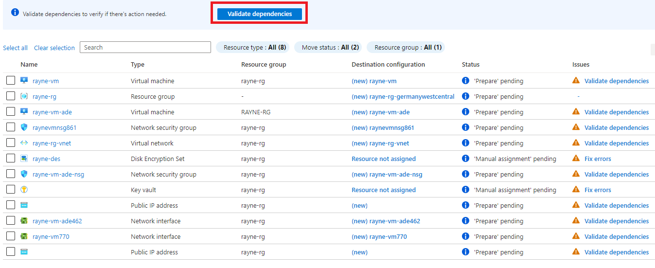 Screenshot: Bereich zum erneuten Überprüfen der Abhängigkeiten