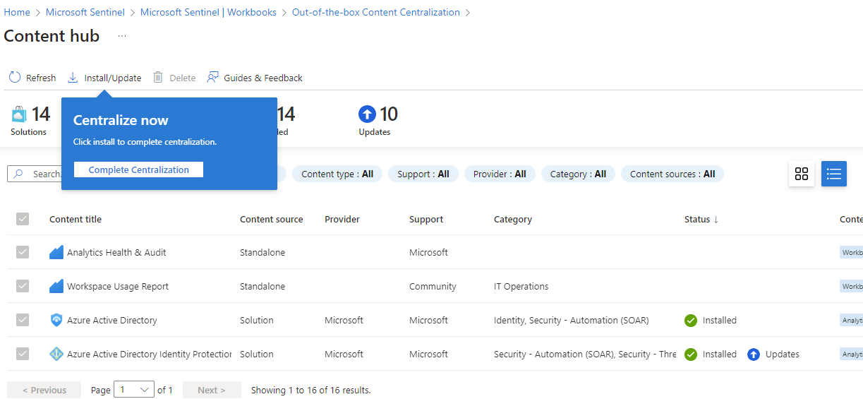 Screenshot: Liste der Vom Tool generierten Inhalte
