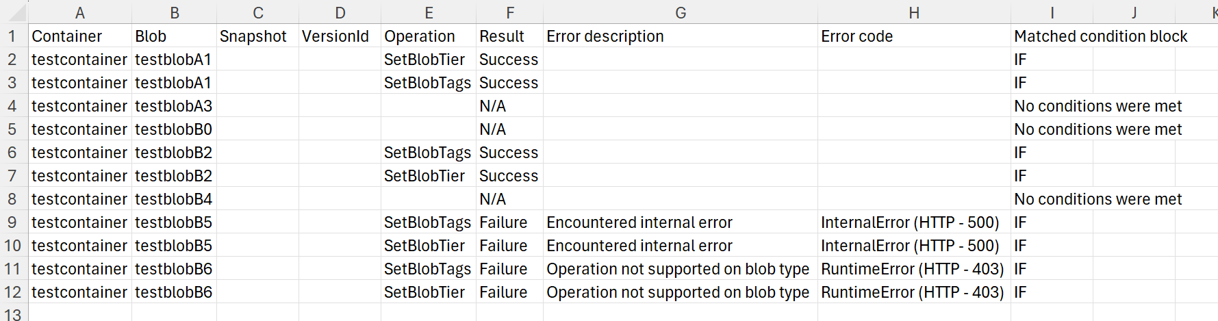 Screenshot eines Beispielausführungsberichts.