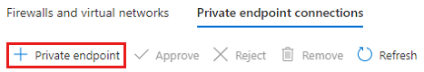 Screenshot: Auswählen von „+ Privater Endpunkt“ zum Erstellen eines neuen privaten Endpunkts.