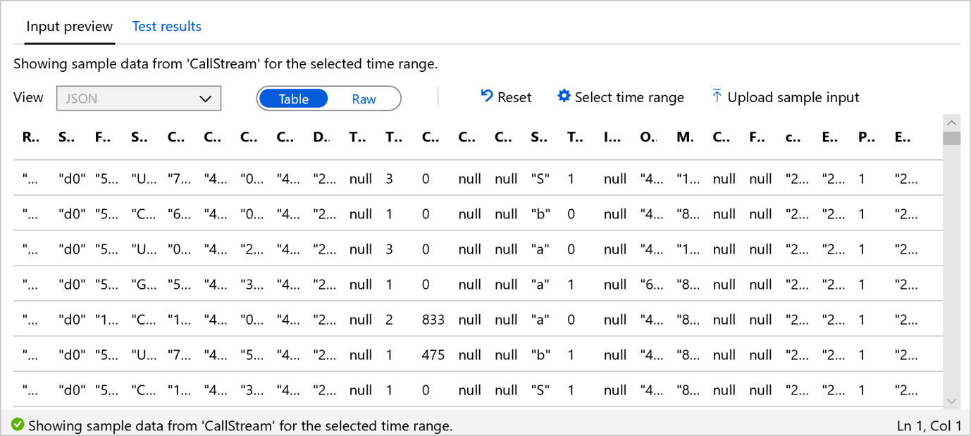 Azure Stream Analytics: Anzeigen von Testergebnissen