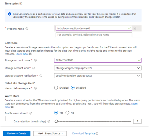 Neue Azure Time Series Insights-Umgebungskonfiguration (Fortsetzung).