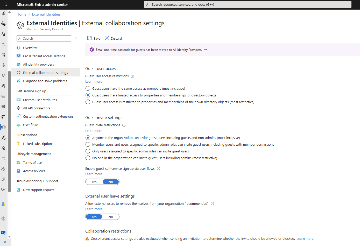 Screenshot der Optionen und Einträge unter 