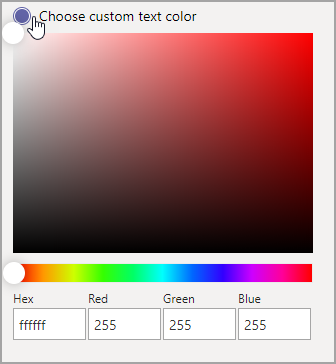 Screenshot des Dialogfelds zum Auswählen einer Farbe.